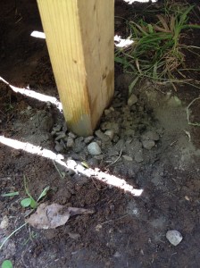 Pour into hole, add water, stir, add post and you have a solid concrete base.