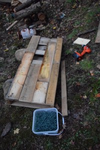 Leftover lumber from the deck made a perfect top for the bench. 