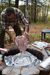 The turkey fit beautifully onto its 